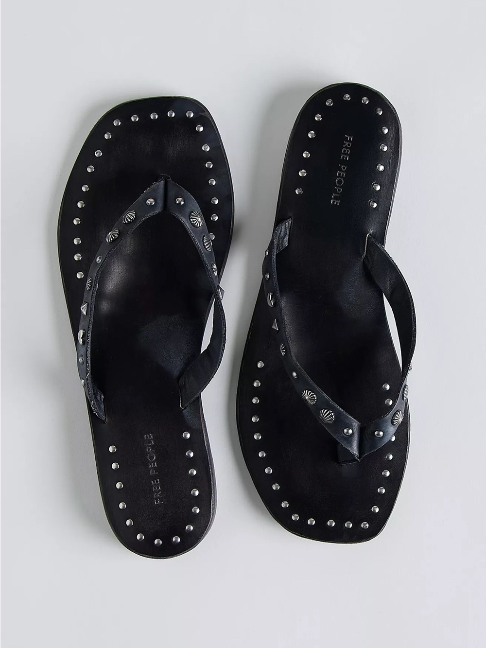 New Free People Tide Studded Leather Flip Flops